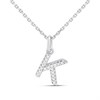 Silver Lab Grown Diamond Initial Necklace- K - F9840