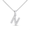 Silver Lab Grown Diamond Initial Necklace- N - F9841