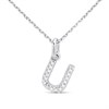 Silver Lab Grown Diamond Initial Necklace- U - F9846