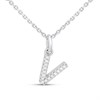 Silver Lab Grown Diamond Initial Necklace- V - F9847