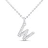 Silver Lab Grown Diamond Initial Necklace- W - F9848