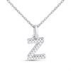 Silver Lab Grown Diamond Initial Necklace- Z - F9851