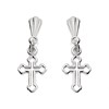 Silver Open Cross Drop Andralok Earrings - 17mm drop - F9914