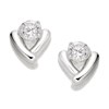Silver Cubic Zirconia 'V' Andralok Earrings - 7mm - F9932