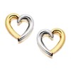 9ct Gold Two Colour Open Heart Stud Earrings - 8mm - G0143
