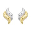 9ct Gold Two Colour Flame Stud Earrings - 11mm - G0164