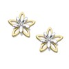 9ct Gold Two Colour Flower Stud Earrings - 8mm - G0165