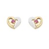 9ct Gold Two Colour Ruby Heart Stud Earrings - 8mm - G0311
