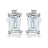 9ct White Gold Aquamarine And Diamond Stud Earrings - G0467