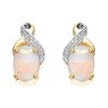 9ct Gold Two Colour Opal And Diamond Stud Earrings - G0524