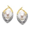 9ct Gold Two Colour Freshwater Pearl And Diamond Stud Earrings - 13mm - G0606