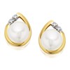 9ct Gold Freshwater Pearl And Diamond Earrings - 9mm - G0615