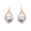 9ct Rose Gold Grey Pearl And Diamond Stud Earrings - EXCLUSIVE - G0640