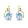 9ct Gold Two Colour Diamond And Blue Topaz Stud Earrings - G0651
