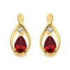 9ct Gold Diamond And Garnet Stud Earrings - G0678