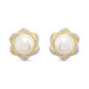 9ct Freshwater Pearl And Diamond Swirl Stud Earrings - G0696