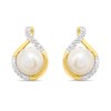 9ct Freshwater Pearl And Diamond Stud Earrings - G0697