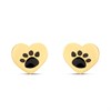 9ct Gold Heart Paw Print Stud Earrings - G0721