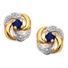 9ct Gold Two Colour Sapphire Swirl Earrings - 10mm - G0722