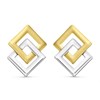 9ct Gold Two Colour Interlocking Squares Stud Earrings - 8mm - G0796