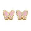 9ct Gold Crystal And Pink Enamel Butterfly Earrings - 8mm - G0804