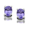 9ct White Gold Oval Tanzanite Stud Earrings - 4mm - G0810