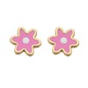 9ct Gold Enamel Flower Stud Earrings - 6mm - G0823