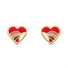 9ct Gold Enamel Rainbow Heart Stud Earrings - G0850