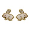 9ct Gold Glitter Enamel Bunny Stud Earrings - 8mm - G0854