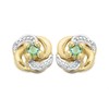 9ct Gold Two Colour Emerald Swirl Stud Earrings - 10mm - G0912