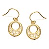9ct Gold Oval Hearts Hook Wire Earrings - 25mm drop - G1009