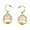 9ct Gold Two Colour F.Hinds Tree Of Life Hook Wire Earrings - 30mm drop - G1010