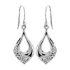 9ct White Gold Crystal Teardrop Hook Wire Earrings - 34mm drop - G1071