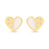 14ct Gold Mother Of Pearl CZ Heart Stud Earrings - G1319