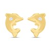 14ct Gold Dolphin CZ Stud Earrings - G1335