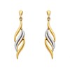 9ct Gold Two Colour Flame Drop Earrings - 35mm drop - G1425