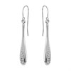 9ct White Gold Textured Hook Wire Earrings - 37mm drop - G1495