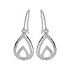 9ct White Gold Double Teardrop Hook Wire Earrings - 31mm drop - G1496