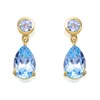 9ct Gold Blue Topaz Drop Earrings - 16mm drop - G1811