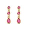 9ct Gold Ruby Drop Earrings - 18mm drop - G1812