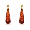9ct Gold Pressed Amber Drop Earrings - 30mm drop - G1815