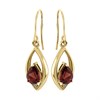 9ct Gold Diamond And Garnet Hook Wire Earrings - 31mm drop - G1836