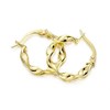9ct Gold Ribbon Twist Hoop Earrings - 15mm - G2096