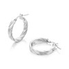 9ct White Gold Twisted Hoop Earrings - 15mm - G2105