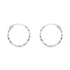 9ct White Gold Diamond Cut Hoop Earrings - 15mm - G2488