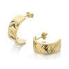 9ct Gold Herringbone Pattern Half Hoop Earrings - 15mm - G2574