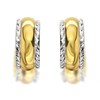 9ct Gold Two Colour Striped Half Hoop Earrings - 18mm - G2593