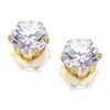 9ct Gold Lavender Cubic Zirconia Solitaire Earrings - 4mm - G2705