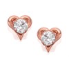 9ct Rose Gold Cubic Zirconia Heart Stud Earrings - 5mm - G2711