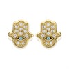 9ct Gold Cubic Zirconia Hamsa Hand Stud Earrings - 8mm - G27121